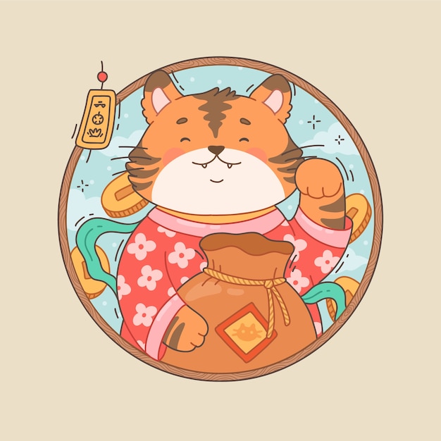 可爱卡通十二生肖虎