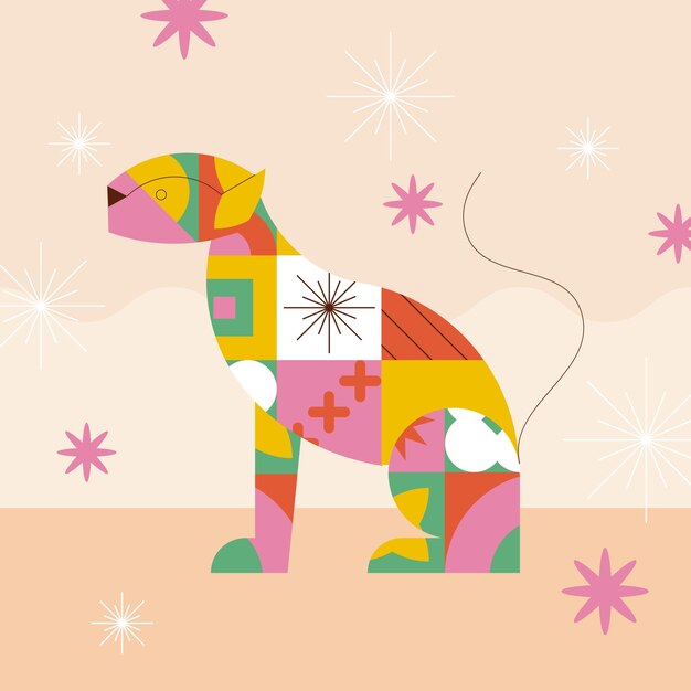 几何图形狗插画