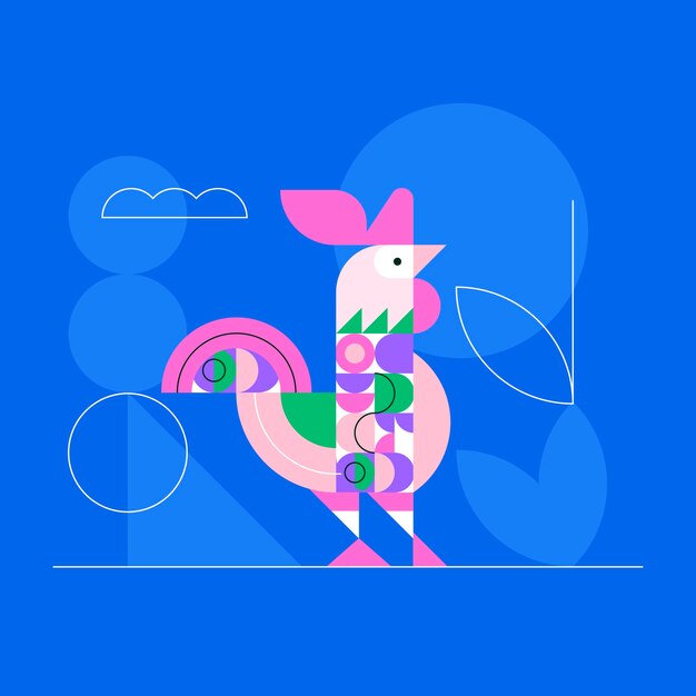 几何图形鸡插画