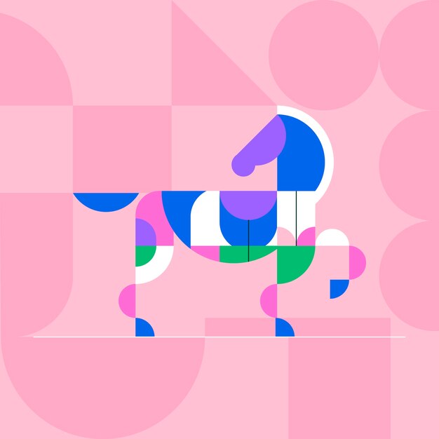 几何图形马插画