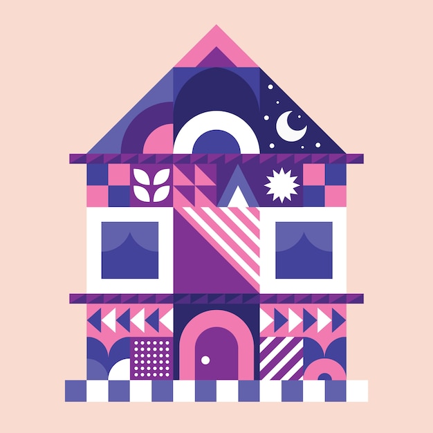 几何图形房子插画