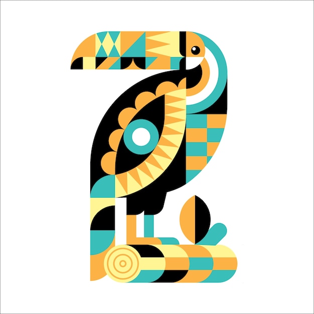 几何图形巨嘴鸟插画