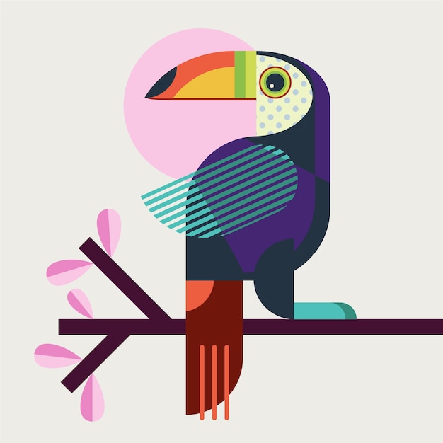 几何图形巨嘴鸟插画