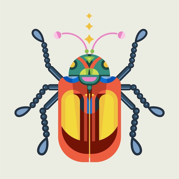 几何图形昆虫插画