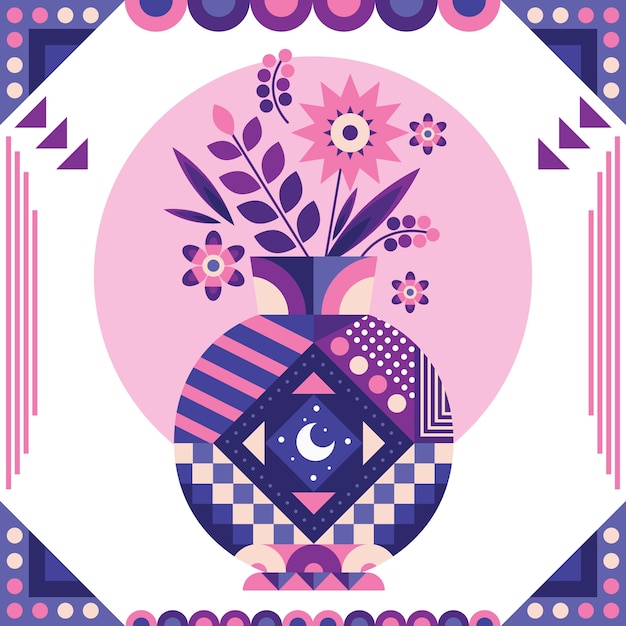 几何图形花瓶插画