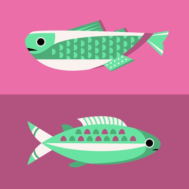 几何图形鱼插画