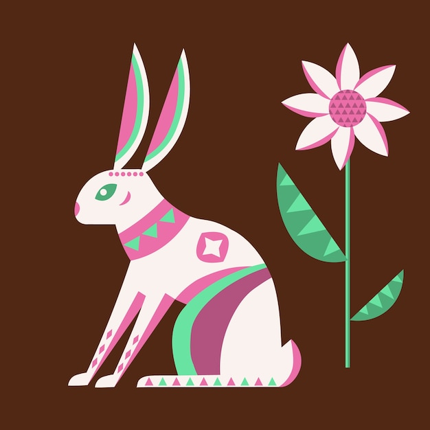 几何图形兔子插画