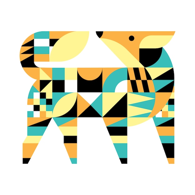 几何图形狐狸插画