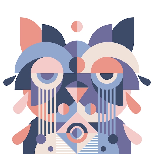 几何图形猫头鹰插画