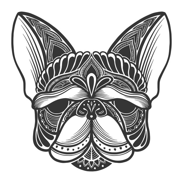 手绘曼陀罗狗动物插画