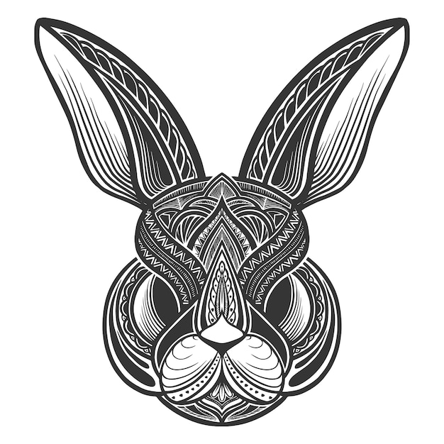 手绘曼陀罗兔子动物插画