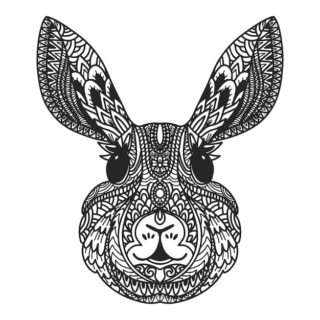 手绘曼陀罗兔子动物插画