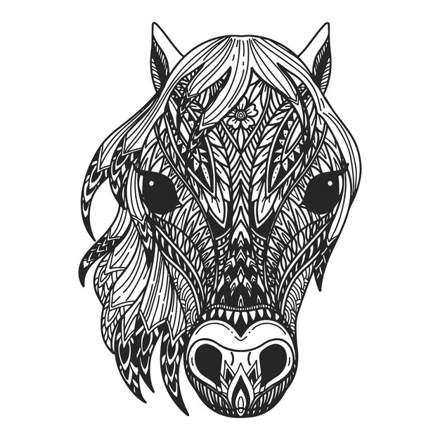 手绘曼陀罗马动物插画