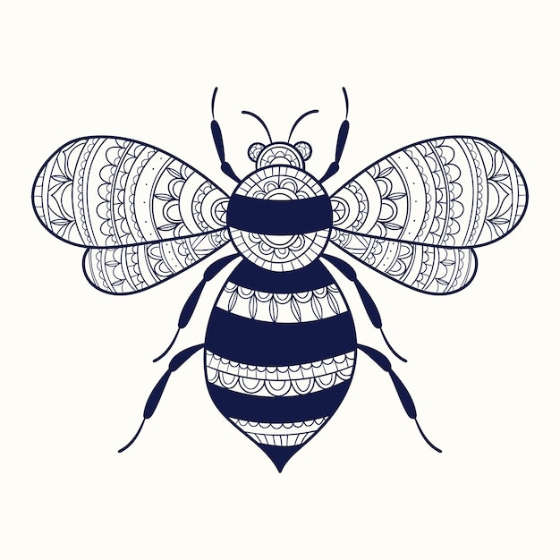 手绘曼陀罗曼陀罗蜜蜂插画