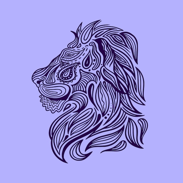 手绘曼陀罗狮子动物插画