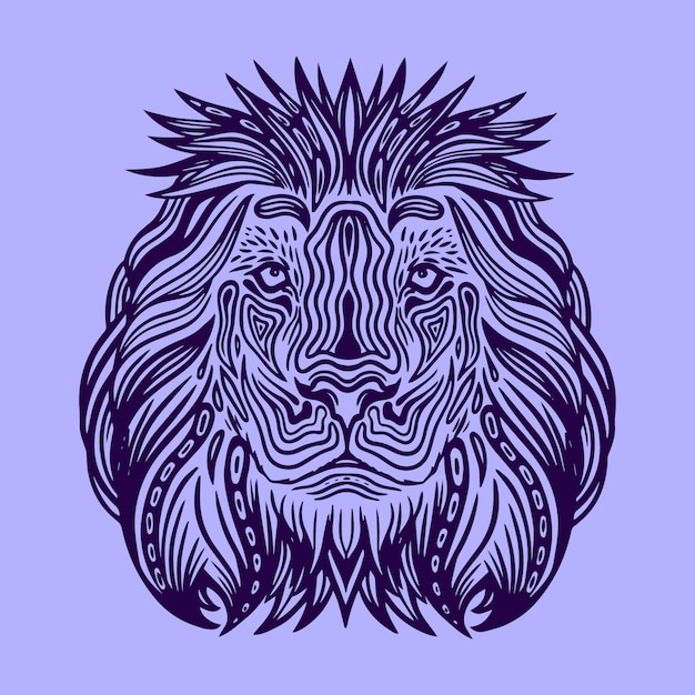 手绘曼陀罗狮子动物插画