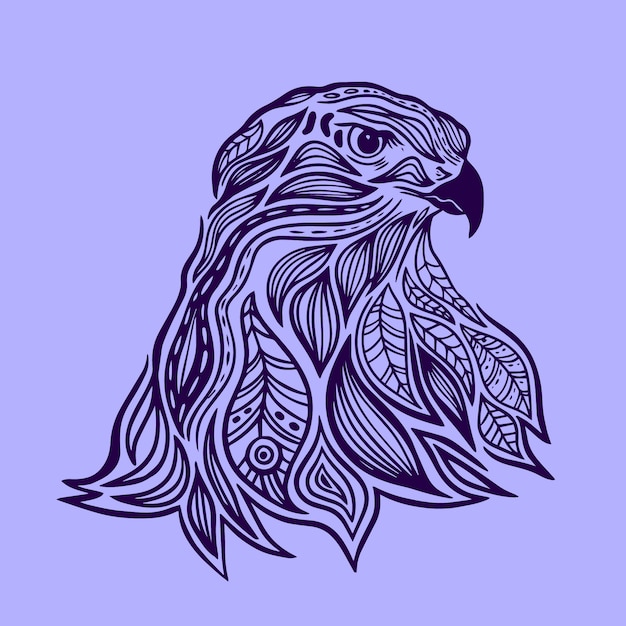 手绘曼陀罗老鹰动物插画