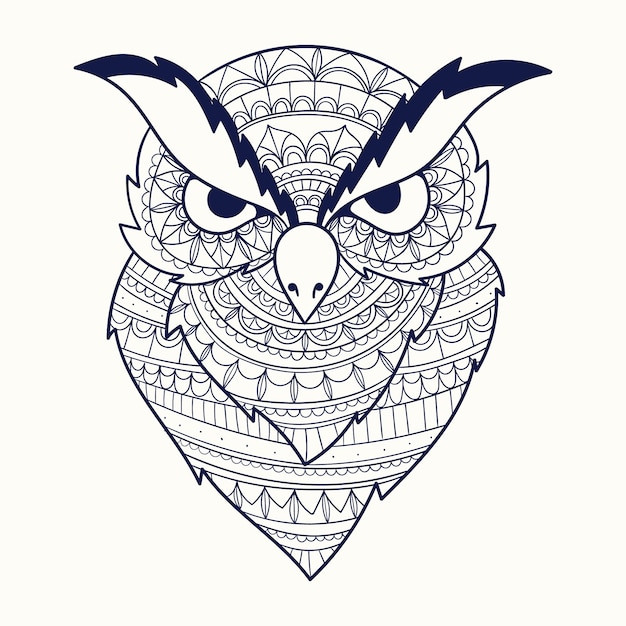 手绘曼陀罗老鹰动物插画