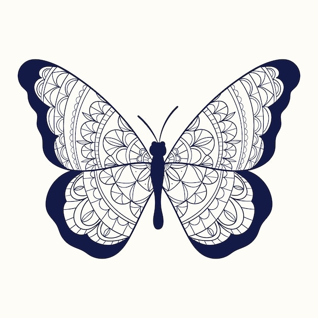 手绘曼陀罗蝴蝶插画