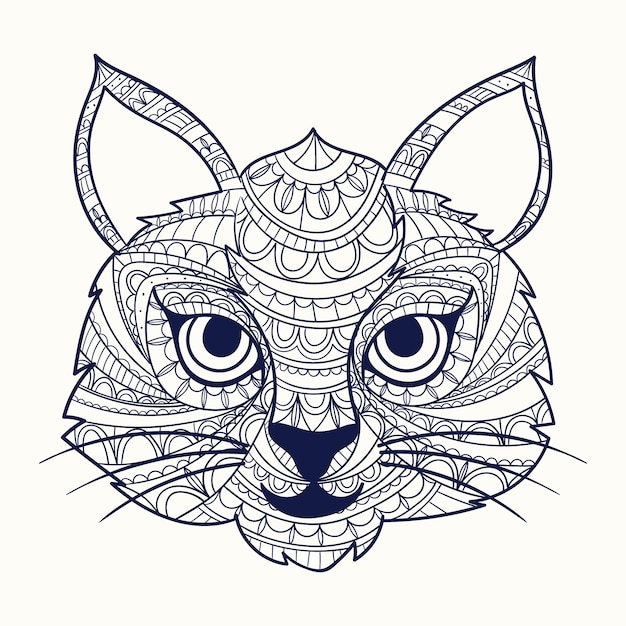 手绘曼陀罗猫动物插画