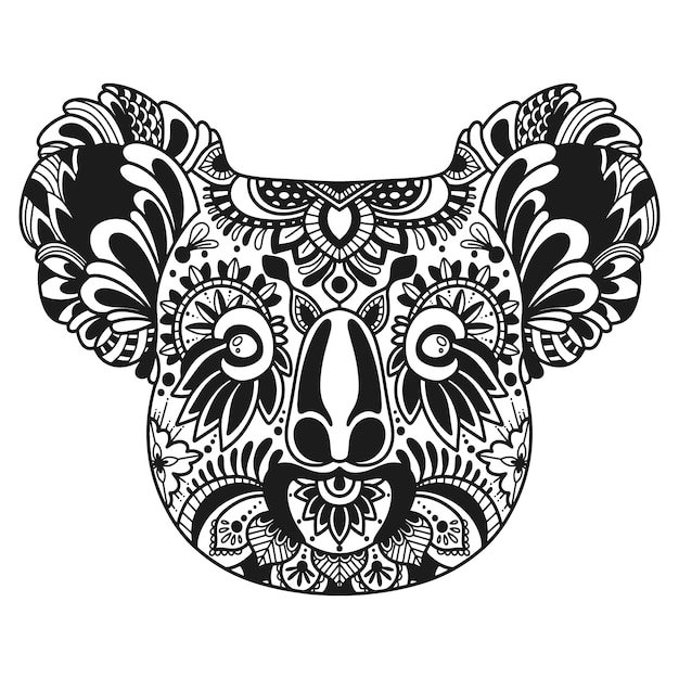 手绘曼陀罗考拉动物插画