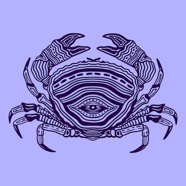 手绘曼陀罗螃蟹动物插画