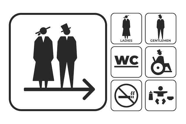 厕所男女卫生间标识导视牌图标符号
