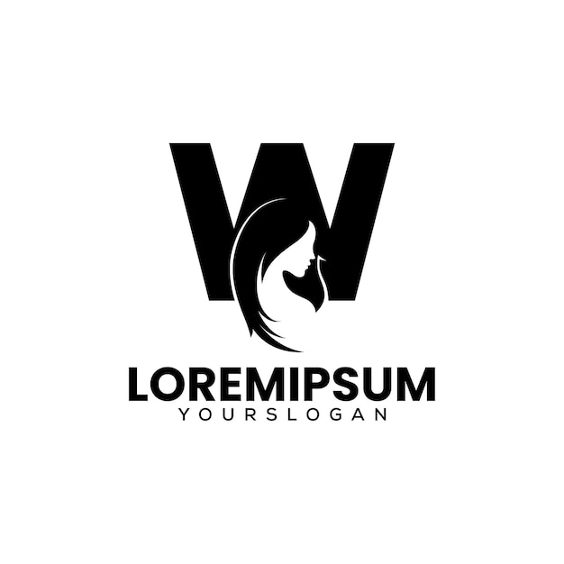 字母W女人侧脸标志logo