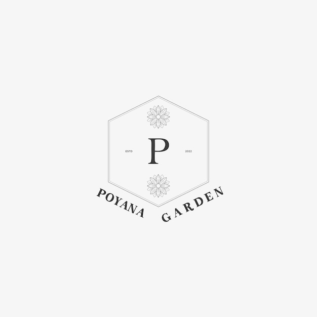 字母p植物花朵标志logo