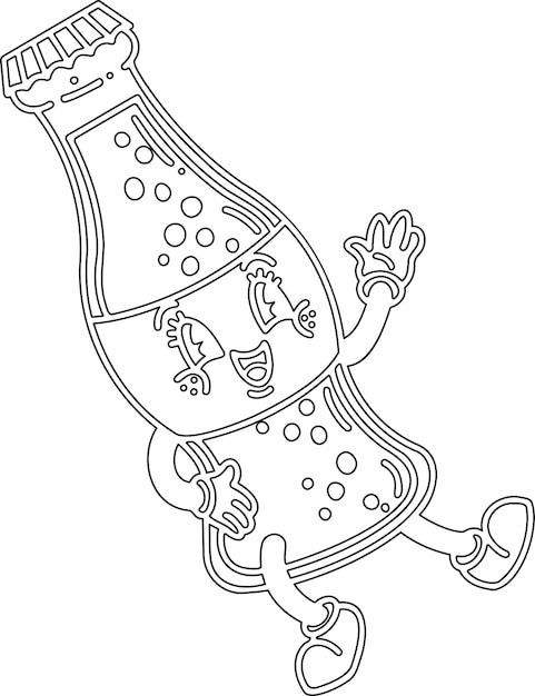 可乐瓶黑白线稿