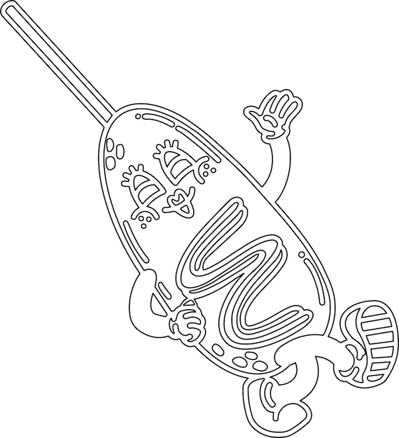 玉米热狗黑白线稿