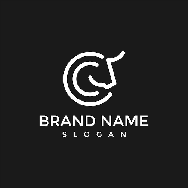 字母c独角兽马标志logo