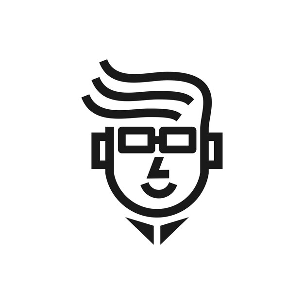 头发眼镜男人标志logo