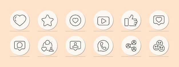 爱心星星点赞电话人际关系图标