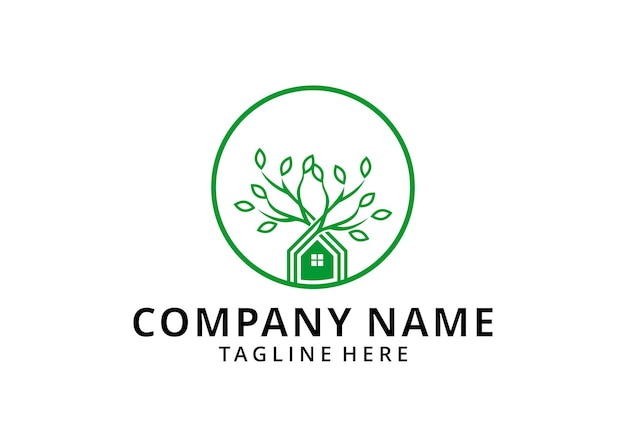 树木房屋房子树屋绿色环保标志logo