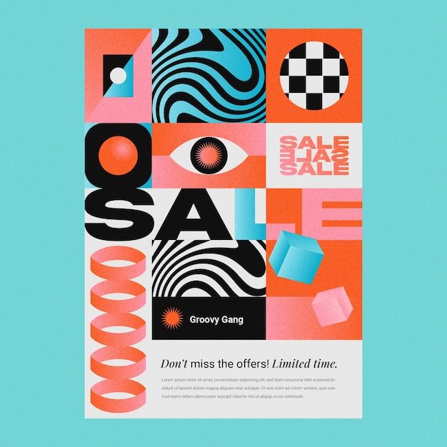 抽象几何图形海报单页模板