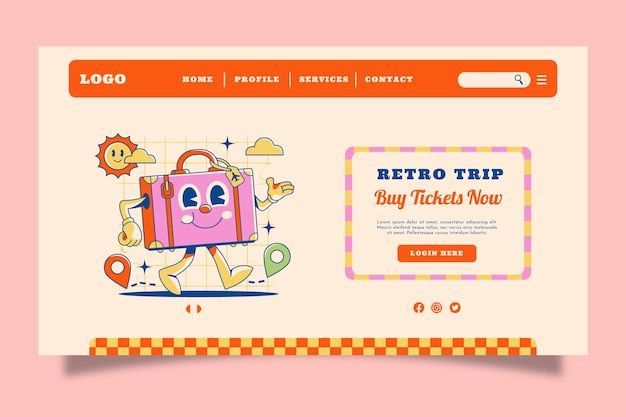 复古美式动画片风格横幅模板