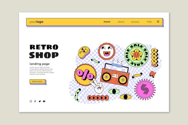 复古美式动画片风格横幅模板