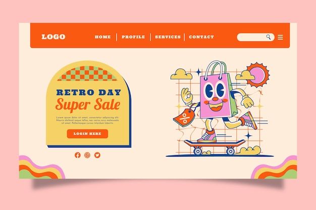 复古美式动画片风格横幅模板