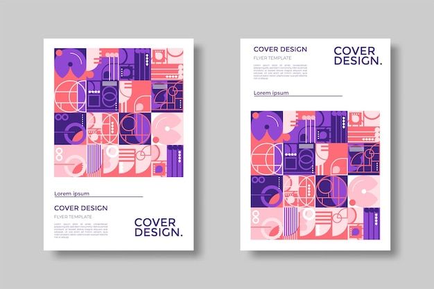 抽象包豪斯风格几何图案背景海报单页模板