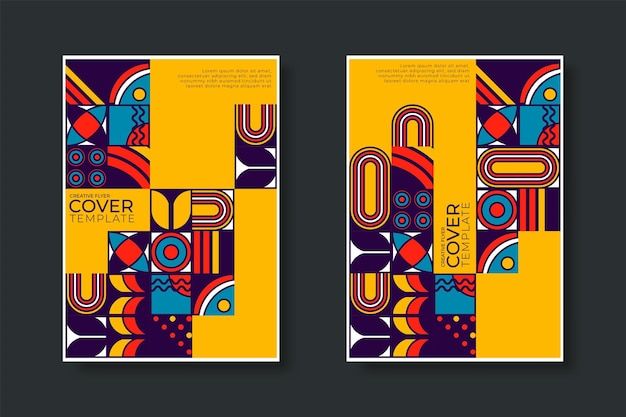 抽象包豪斯风格几何图案背景海报单页模板