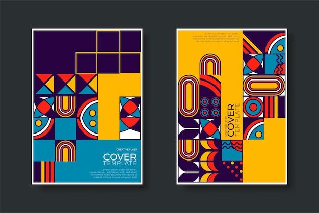 抽象包豪斯风格几何图案背景海报单页模板