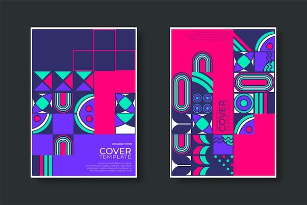 抽象包豪斯风格几何图案背景海报单页模板