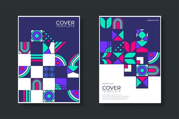 抽象包豪斯风格几何图案背景海报单页模板