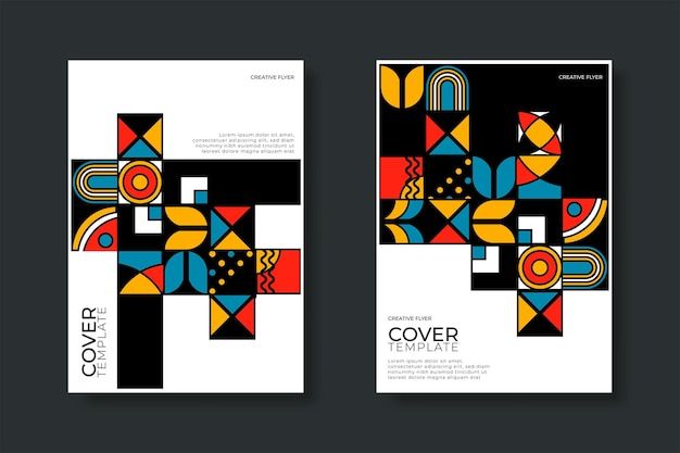 抽象包豪斯风格几何图案背景海报单页模板