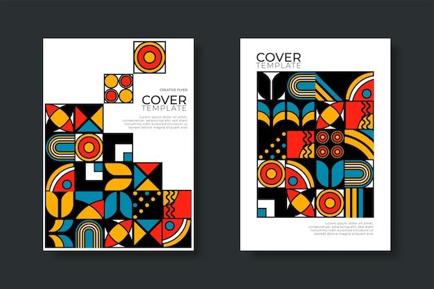 抽象包豪斯风格几何图案背景海报单页模板