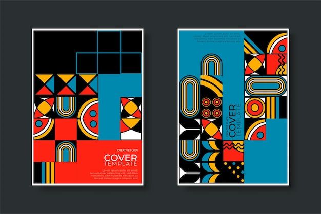 抽象包豪斯风格几何图案背景海报单页模板