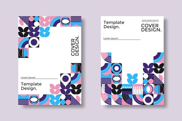 抽象包豪斯风格几何图案背景海报单页模板