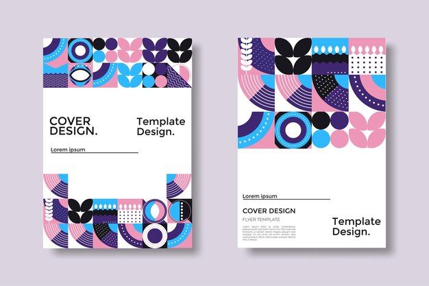 抽象包豪斯风格几何图案背景海报单页模板