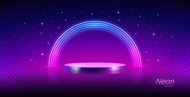 华丽的霓虹灯产品展台展示背景